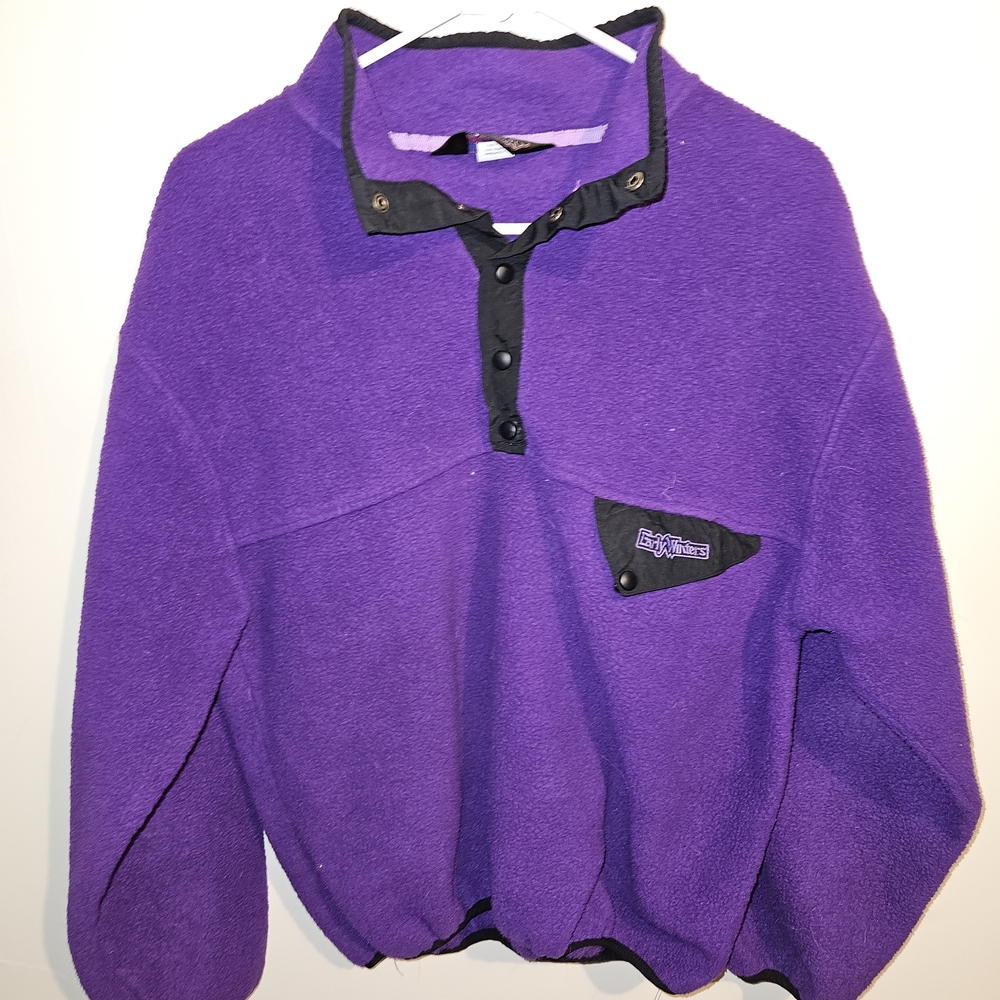 Vintage Purple Fleece Jacket with Black Details